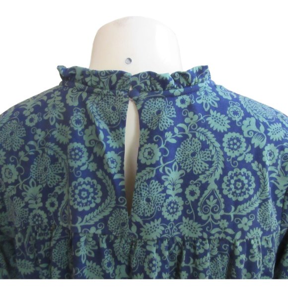 Boden Green & Blue Paisley Long Sleeve Jersey Sheath Dress w Tie Belt in Size 6L - Picture 5 of 6